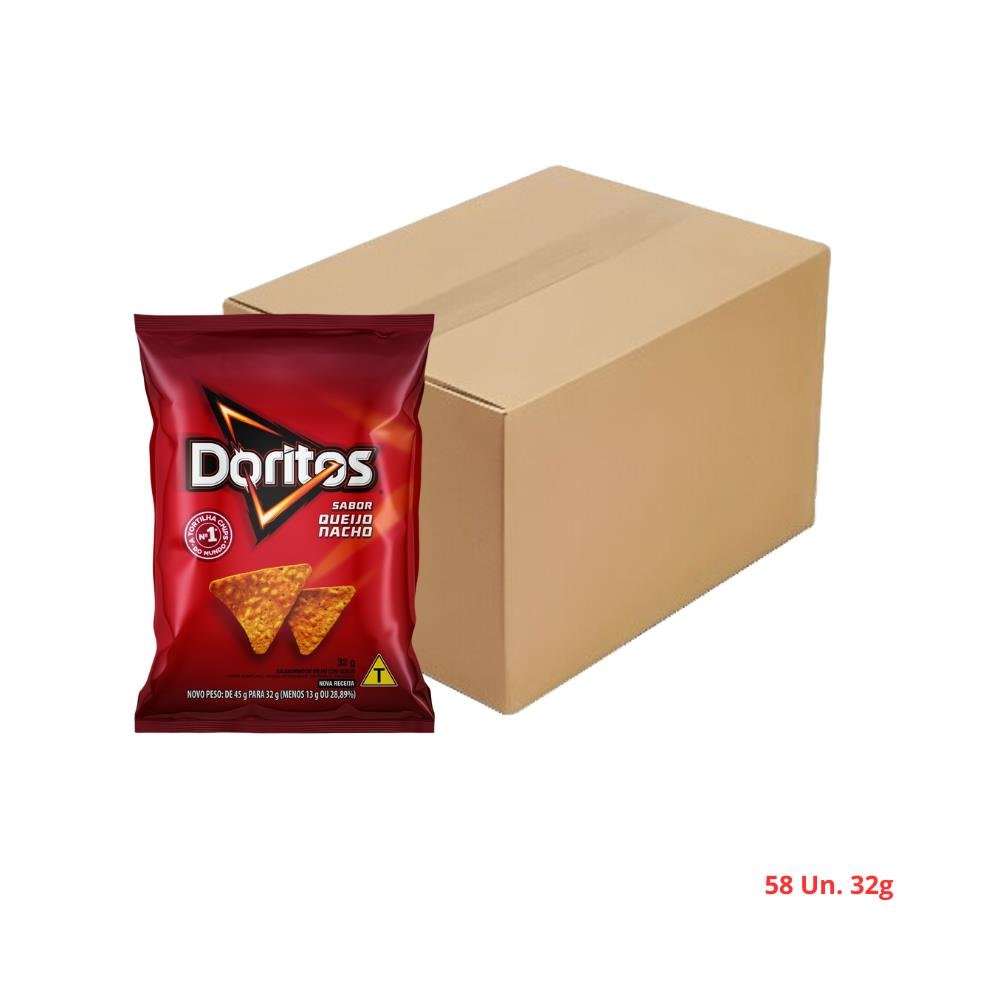 Caixa Com 58 Unidades De 32g De Doritos Queijo Nacho Pepsico