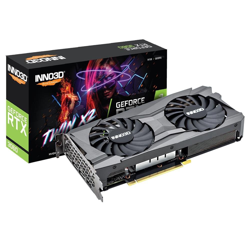Placa De Vídeo Inno3d Geforce Rtx 3060 Twin X2 Oc, 8Gb, Gddr6, 128-Bit, Preto