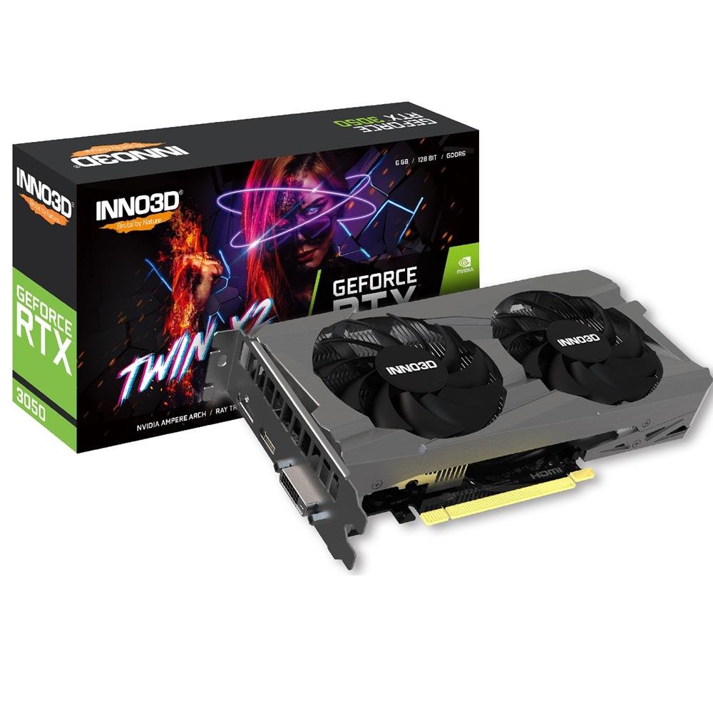 Placa De Vídeo Inno3d Geforce Rtx 3050 Twin X2, 6Gb, Gddr6, 96-Bit, Preto