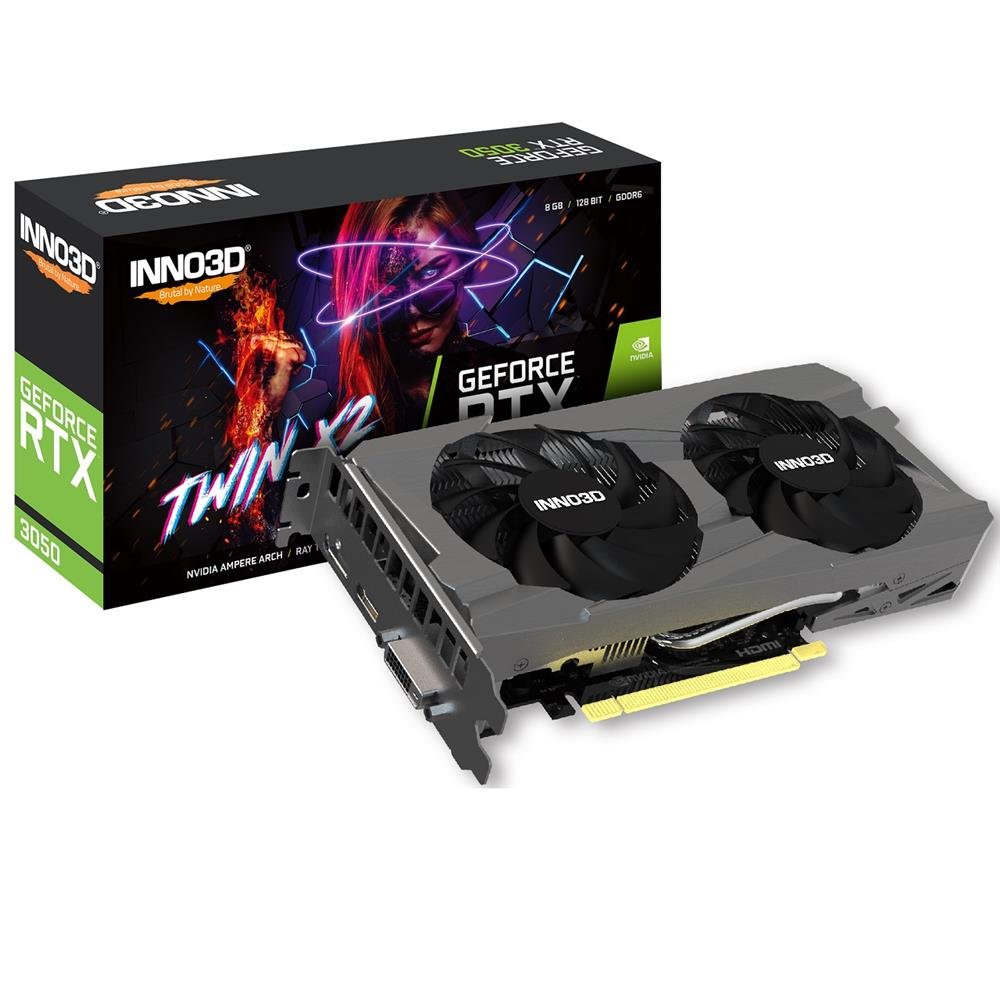 Placa De Vídeo Inno3d Geforce Rtx 3050 Twin X2, 8Gb, Gddr6, 128-Bit, Preto