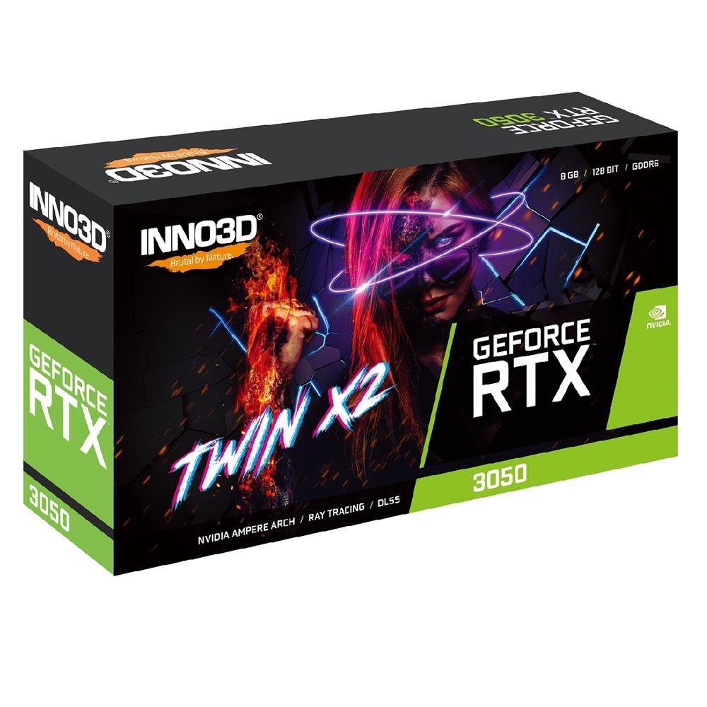 Placa De Vídeo Inno3d Geforce Rtx 3050 Twin X2, 8Gb, Gddr6, 128-Bit, Preto