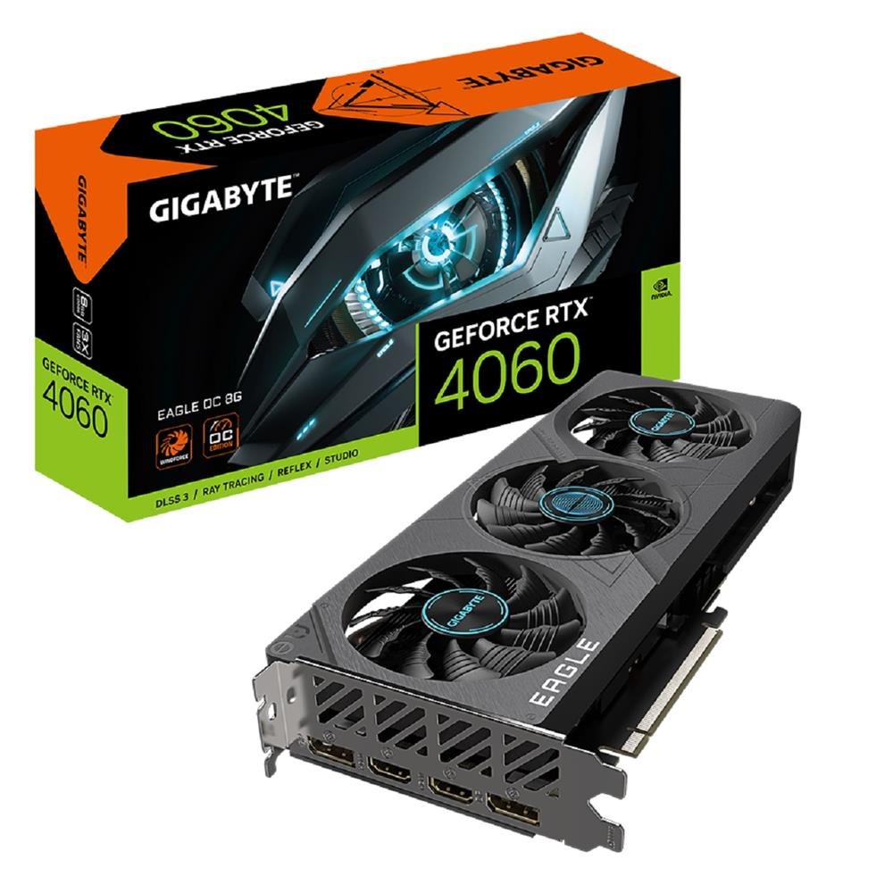 Placa De Vídeo Gigabyte Nvidia Geforce Rtx 4060 Eagle Oc, 8Gb, Gddr6, 128-Bit