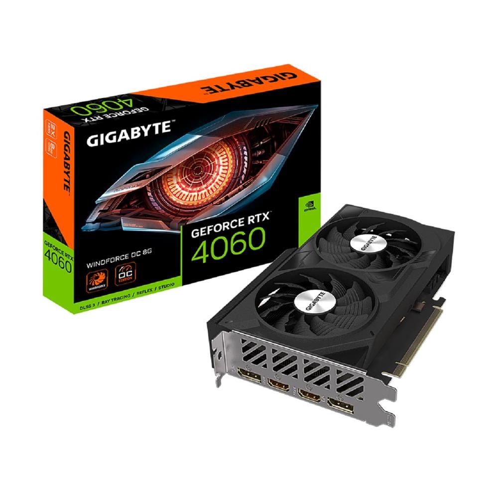 Placa De Vídeo Gigabyte Geforce Rtx 4060 Winforce Oc, 8Gb, Gddr6, 128-Bit, Preto
