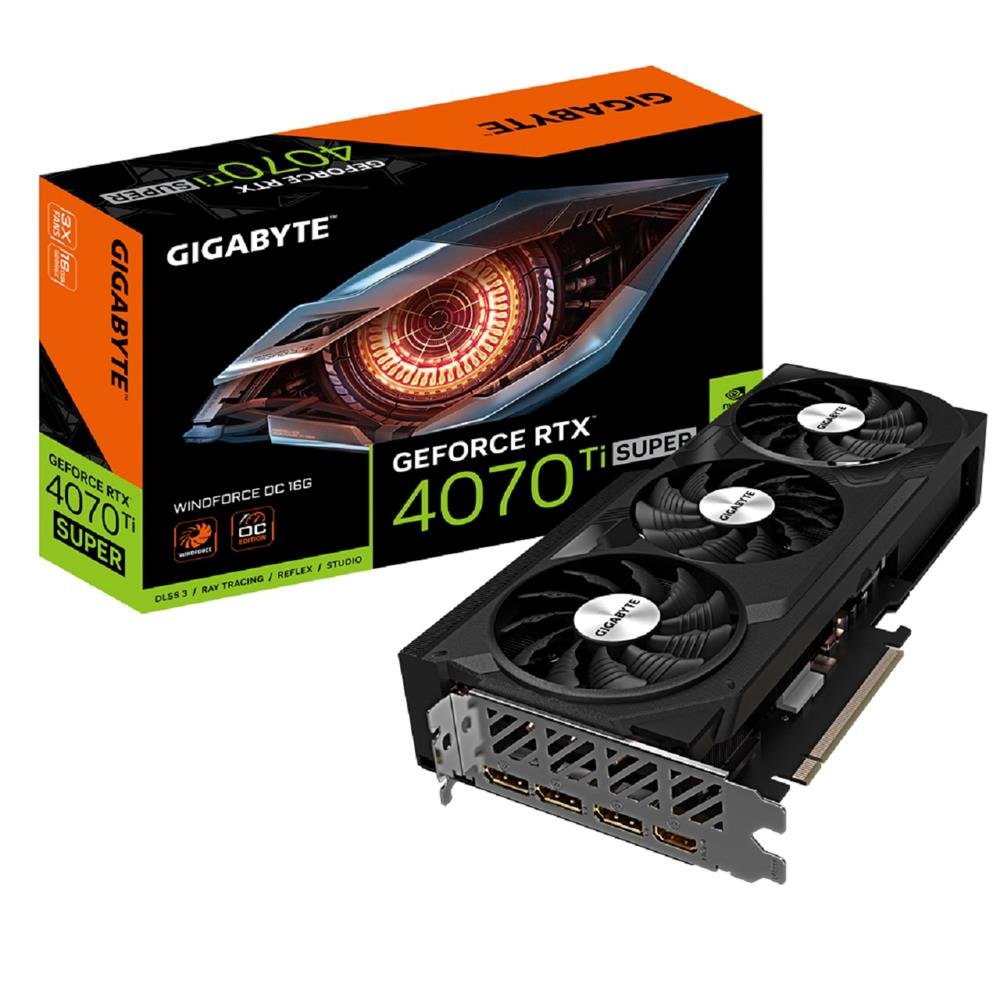 Placa De Vídeo Gigabyte Geforce Rtx 4070 Ti Super Windforce Oc, 16Gb, Gddr6x, 256-Bit, Preto