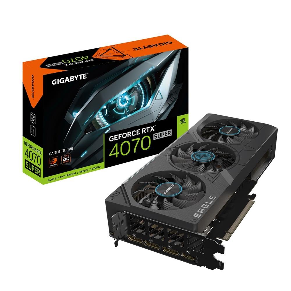 Placa De Vídeo Gigabyte Geforce Rtx 4070 Super Eagle Oc, 12Gb, Gddr6x, 192-Bit, Rgb, Preto