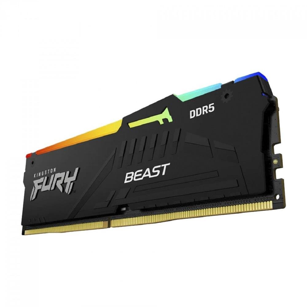 Memória DDR5 Kingston Fury Beast, RGB, 32GB (2x16GB), 5600Mhz, Preto, KF556C36BBEAK2-32