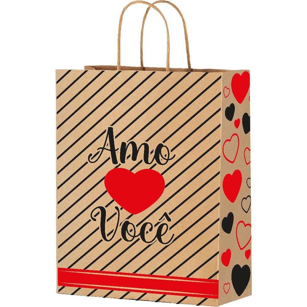 Sacola De Papel G 33X26X17Cm Amo Voce Amor