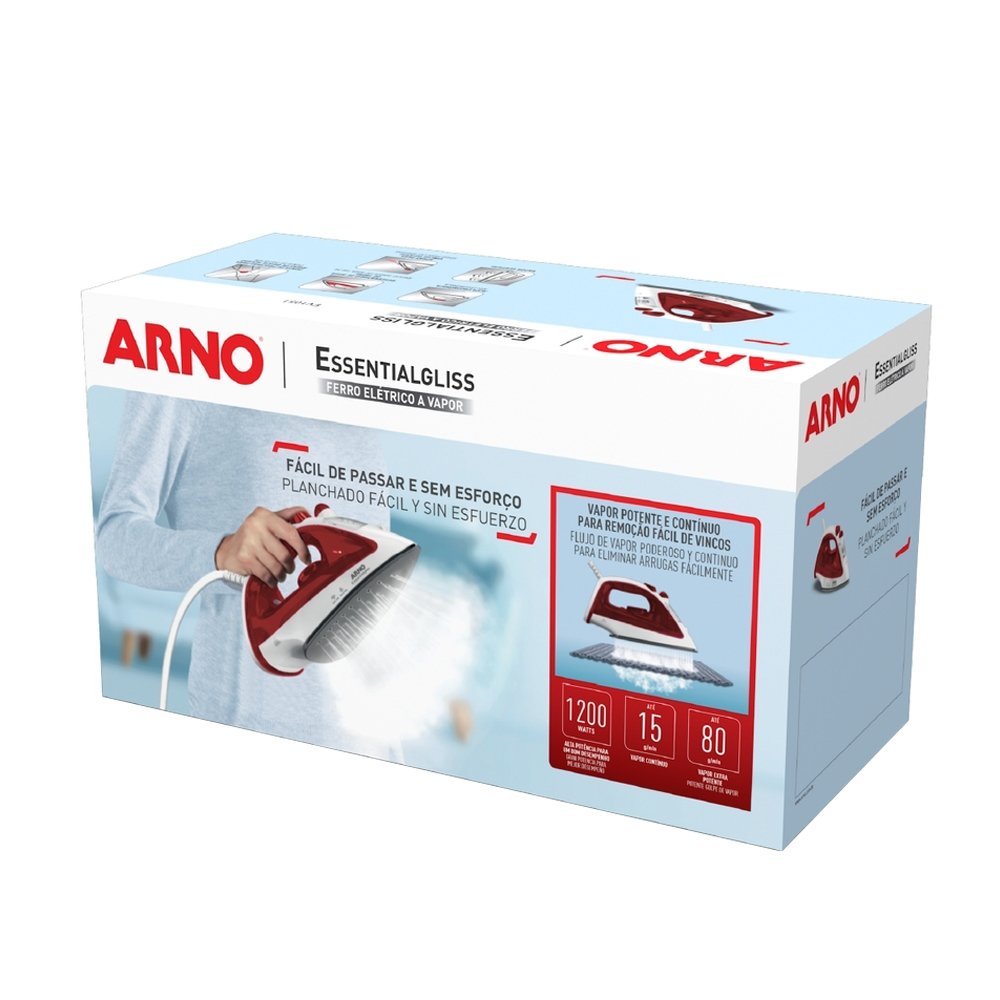 FERRO VAPOR ARNO ESSENTIALGLISS FV1051B3 BASE ANTIADERENTE BRANCO/ROSA 110V