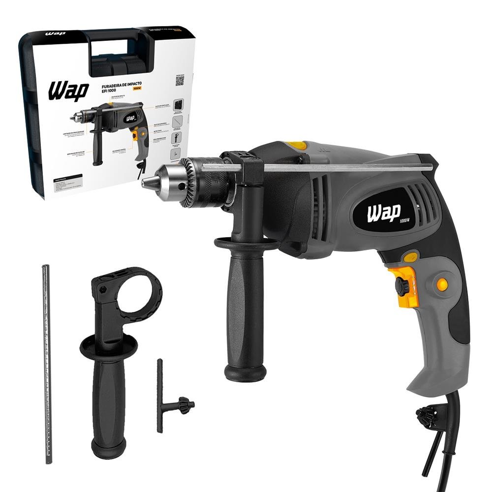 Parafusadeira E Furadeira De Impacto Wap Efpi 1000, 1000W, 220V, Cinza