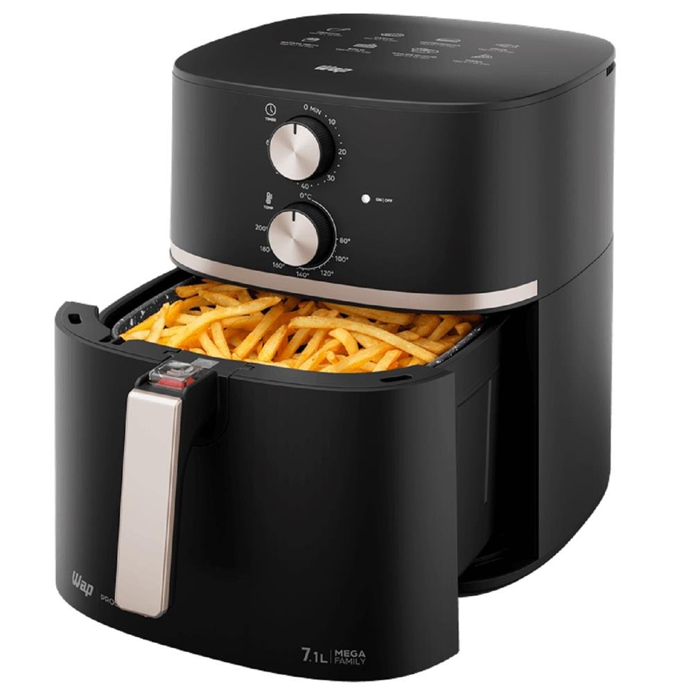 Fritadeira Elétrica Wap Air Fryer Mega Family Prosdócimo 7.1L, 1700W, 220V, Antiaderente Graystone, Preto