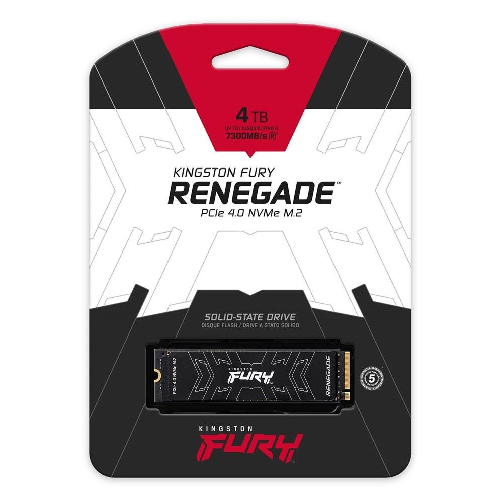 SSD Kingston Fury Renegade, 4TB, M.2 NVMe 2280, Leitura 7300MB/s e Gravação 7000MB/s