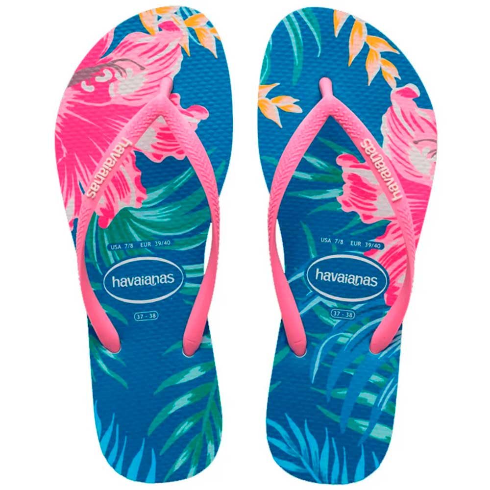 Havaianas Slim Floral Palm 1808 Azul Tranquilidade 33/34 com 12 Pares