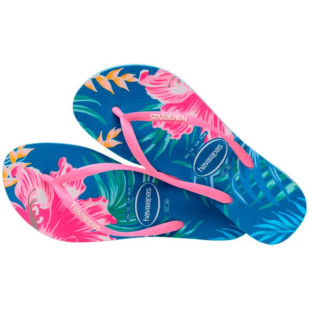 Havaianas Slim Floral Palm 1808 Azul Tranquilidade 33/34 com 12 Pares