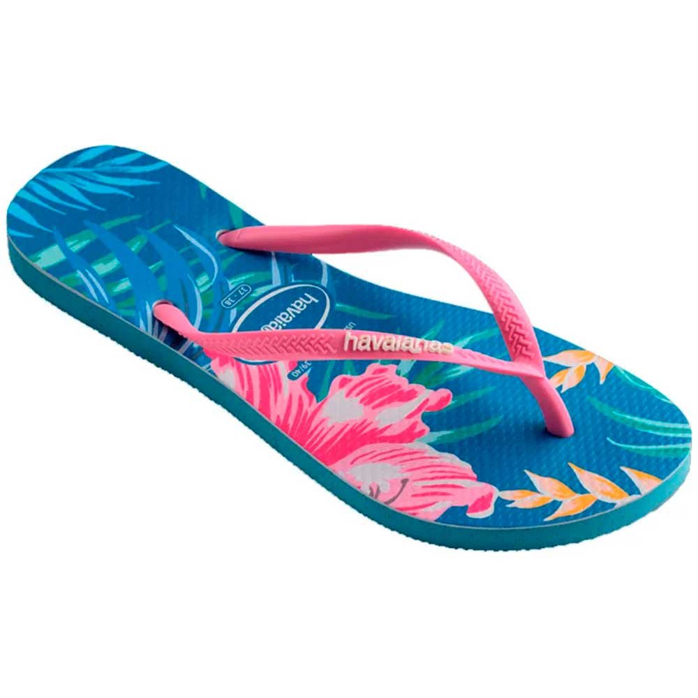 Havaianas Slim Floral Palm 1808 Azul Tranquilidade 33/34 com 12 Pares