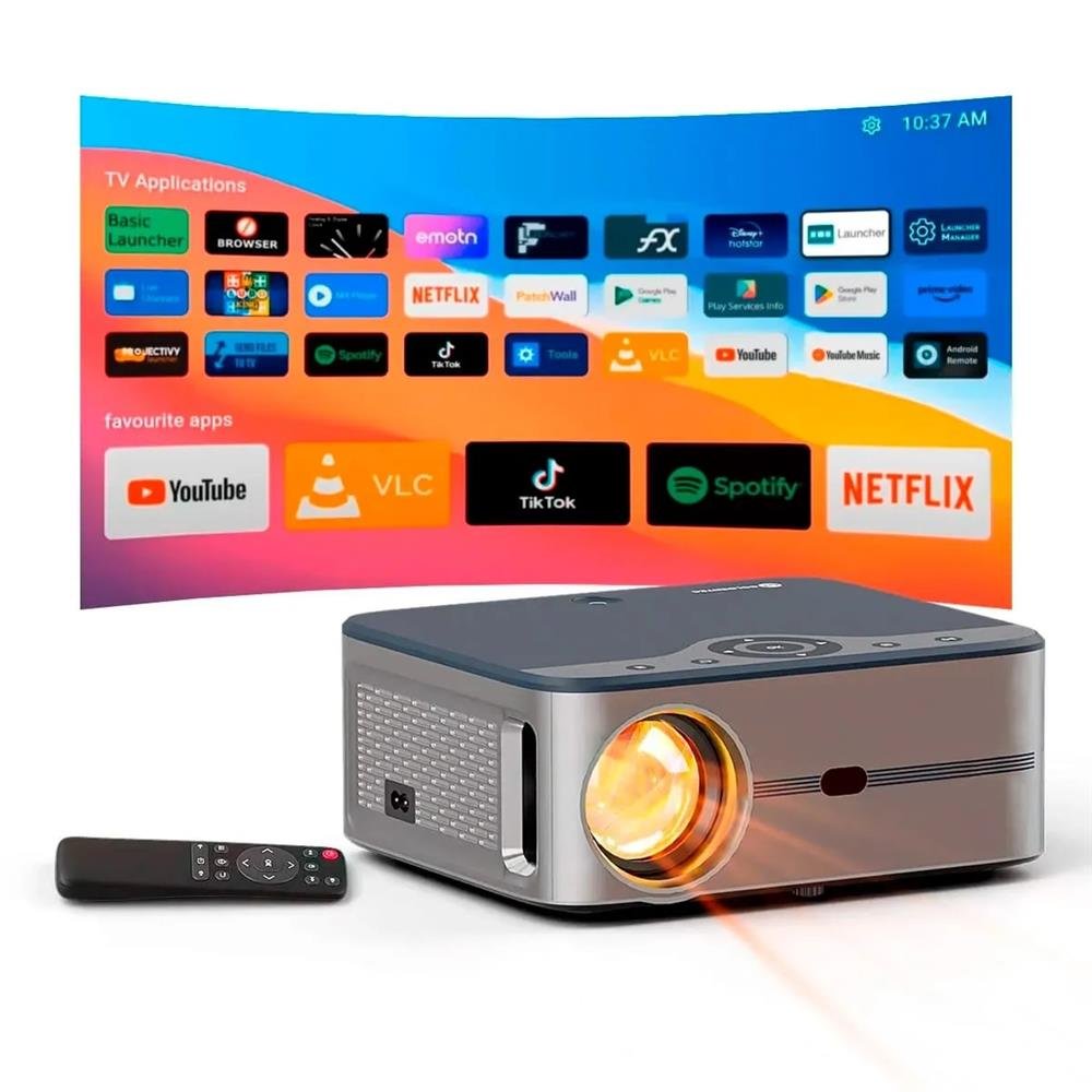 Projetor Multimídia Goldentec 7000 Lúmens Full HD com Android, Wi-Fi, Bluetooth, HDMI, USB, AV