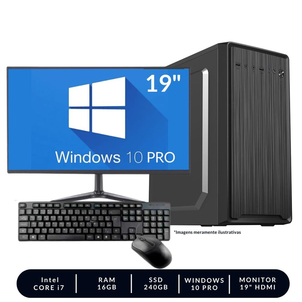 Computador Completo Hawkeye I7 2ª Geração 16GB SSD 240 Win 10 PRO Monitor 19" + Teclado + Mouse