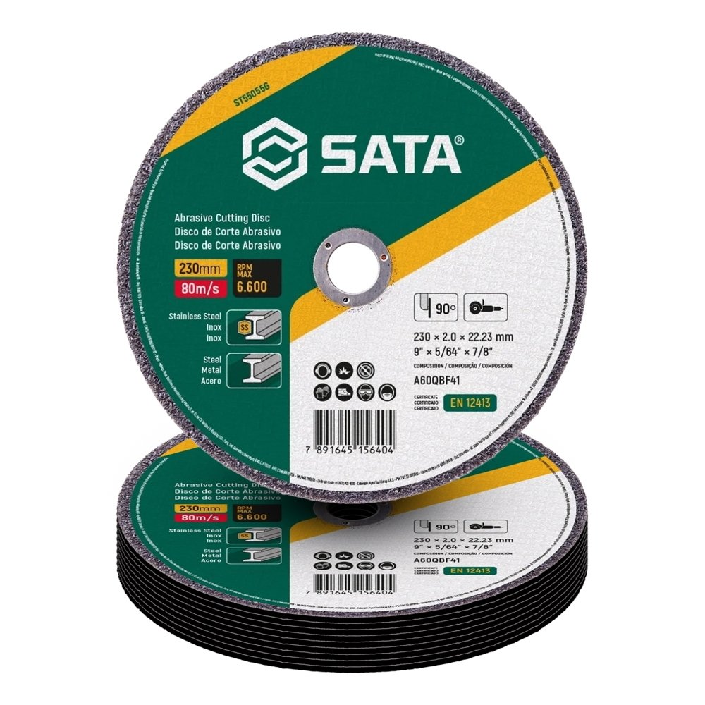 10 Discos de Corte Sata Metal/Inox 9P 230X2,0mm