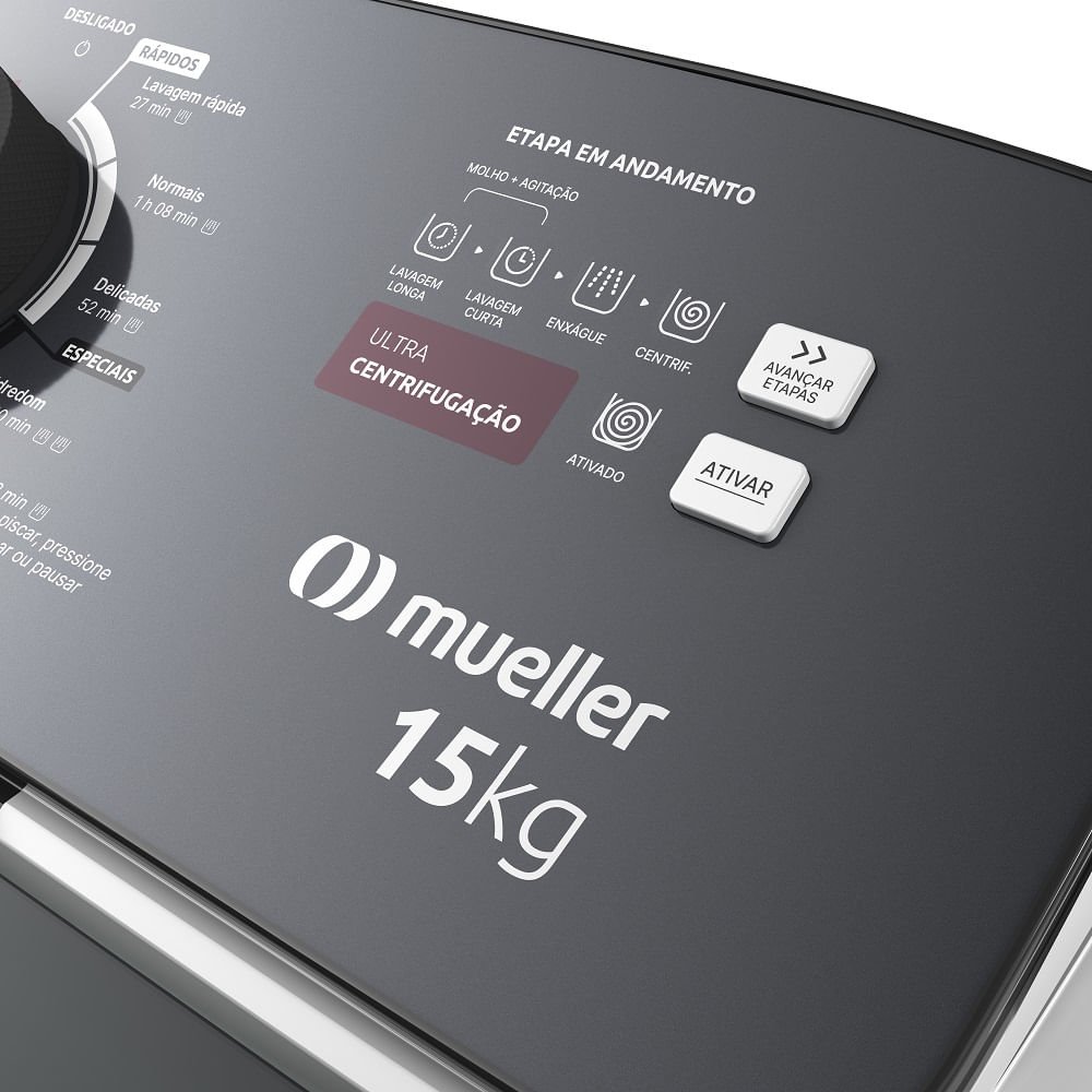 Lavadora de Roupa Automática Mueller 15Kg Ultracentrifugação e Ciclo Rápido Branca MLA15 ¿ 220 Volts