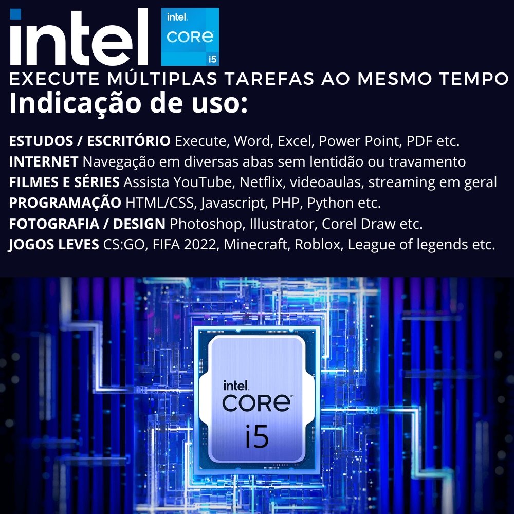Computador Completo 3green Desktop Intel Core i5 16GB Monitor 19.5" HDMI SSD 480GB Windows 10 3D-089