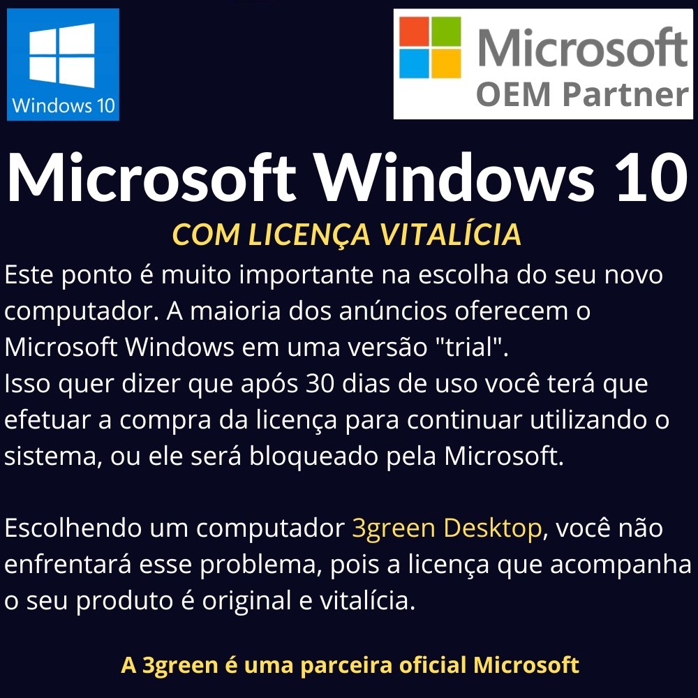 Computador Completo 3green Desktop Intel Core i5 16GB Monitor 19.5" HDMI SSD 480GB Windows 10 3D-089