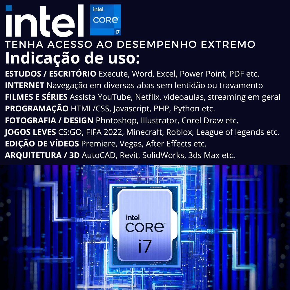 Computador Completo 3green Desktop Intel Core i7 16GB Monitor 19.5" HDMI SSD 256GB Windows 10 3D-098