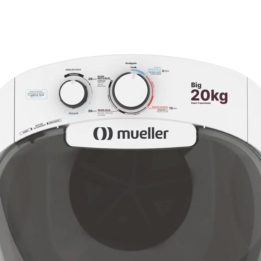 Lavadora De Roupas Mueller BIG 20 Kg Semiautomática Branca - 220 Volts