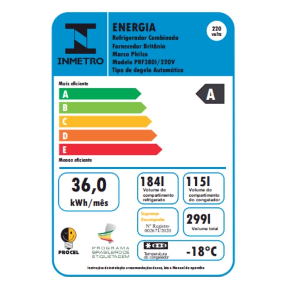 Geladeira/Refrigerador Philco 299 Litros PRF380I - Frost Free, French Door, 2 Portas, Inox, 220V