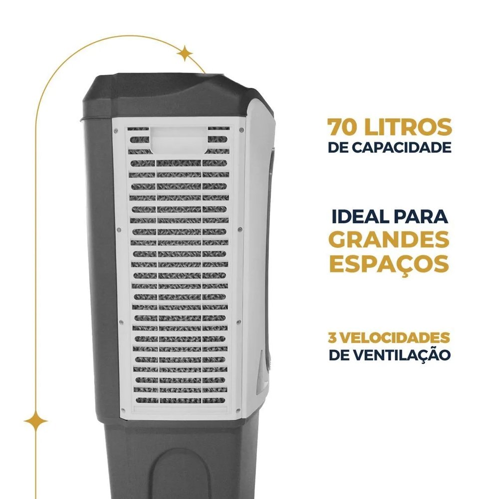 Climatizador De Ar Britânia BCL70 70 Litros - 4 Em 1, 3 Velocidades, Cinza, 110V