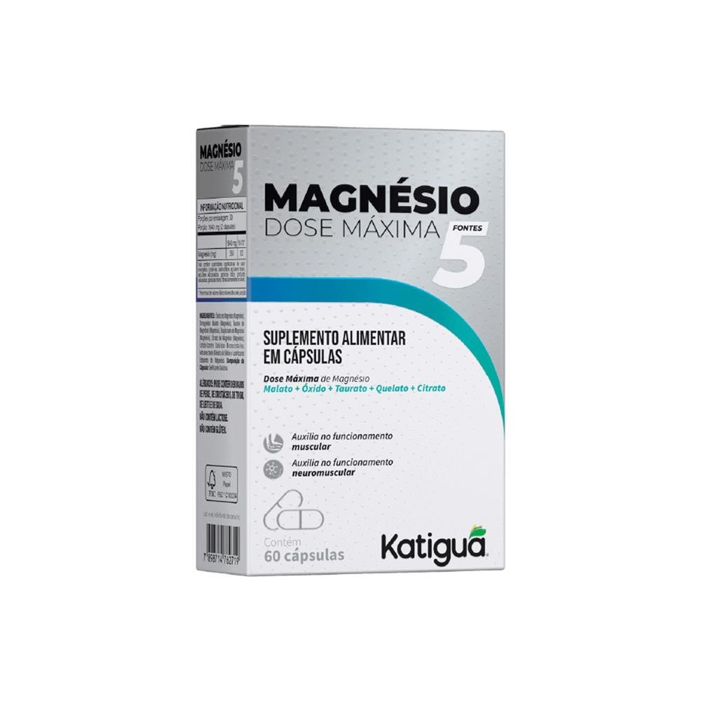 Magnesio 5 Fontes Dose Maxima 60 Capsulas Katigua