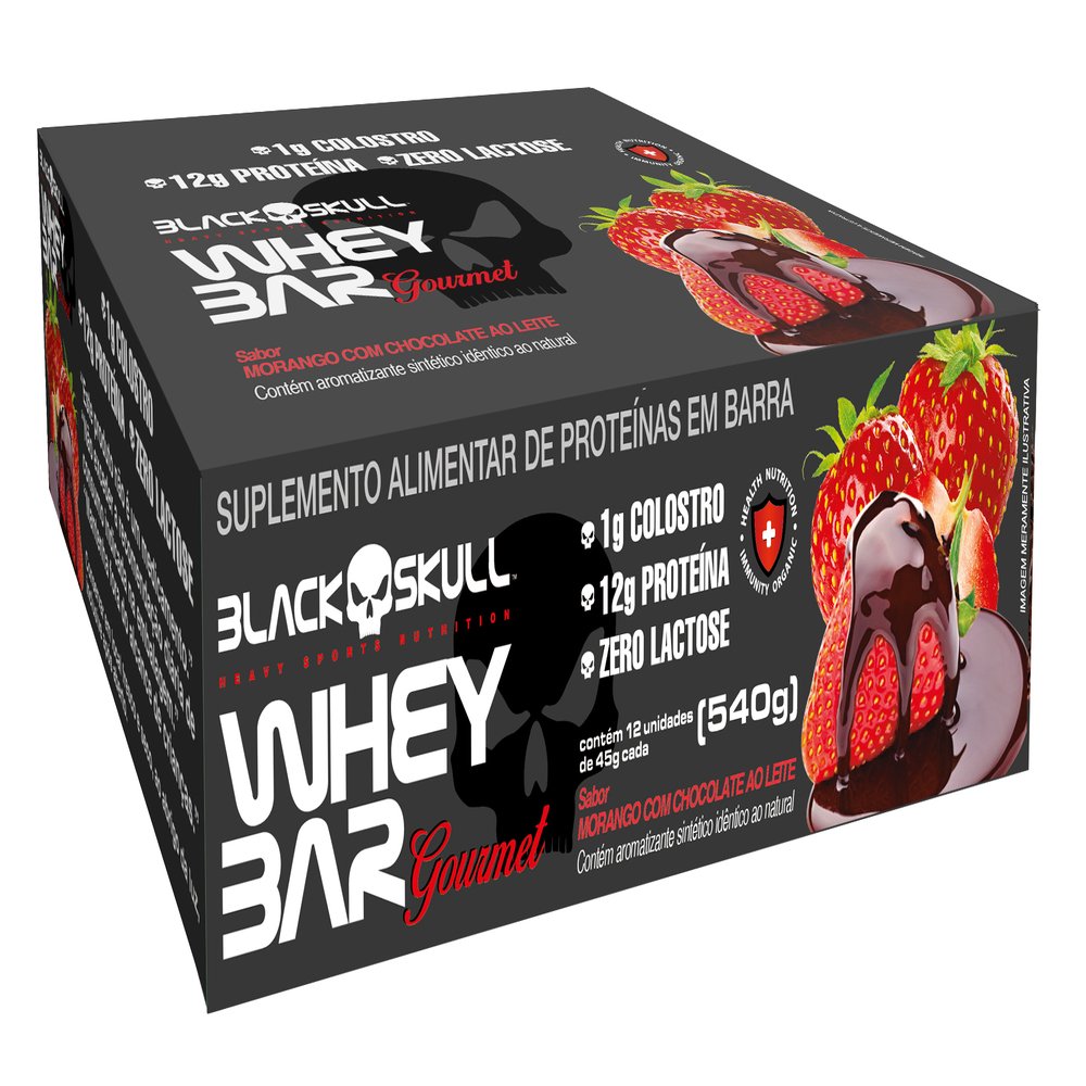 Whey Bar Gourmet Display Com 12 Unidades Morango Com Chocolate