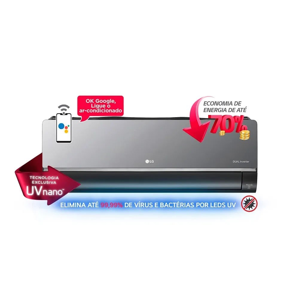Ar Condicionado Split Hi Wall Inverter LG Artcool 18000 BTU/h Quente e Frio S4UW18KLRXC.EB2GAM1 ¿ 220 Volts