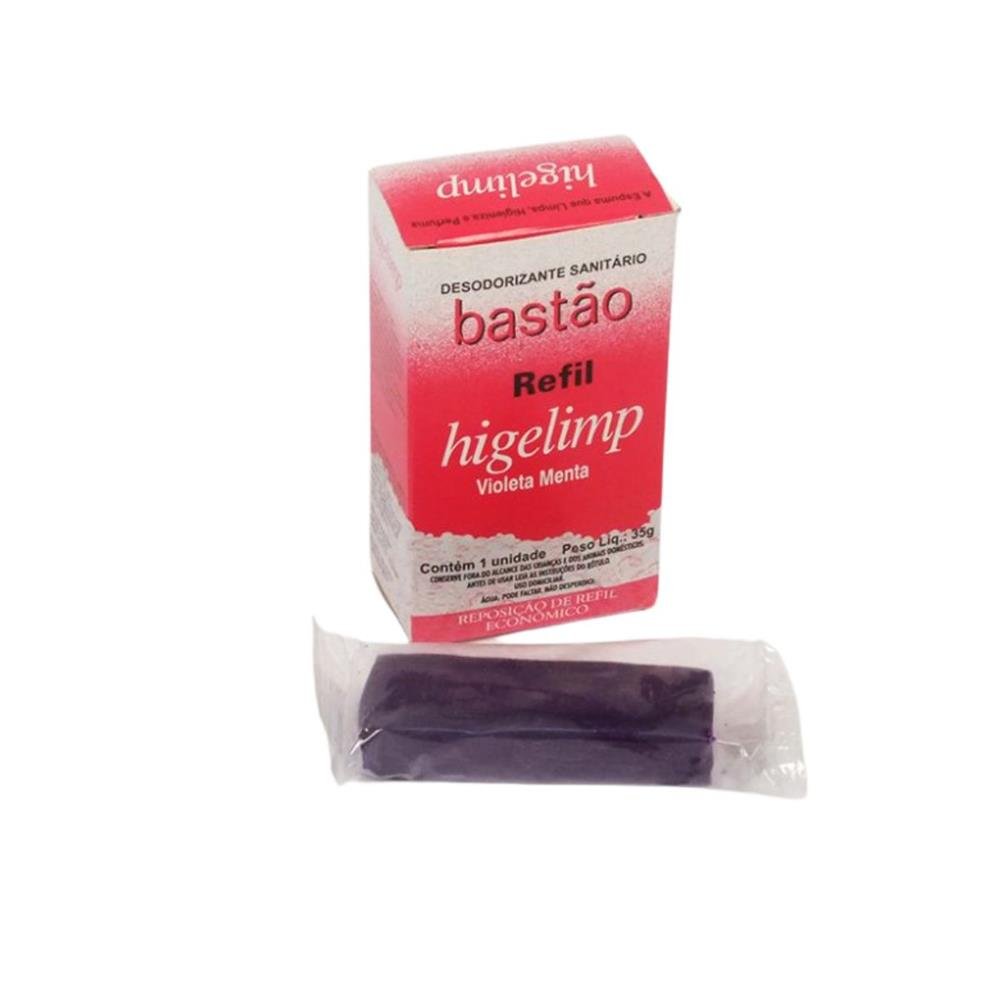 Bastão Sanitário Refil Higelimp Violeta - Embalagem contém um refil com 01 unidade 35g