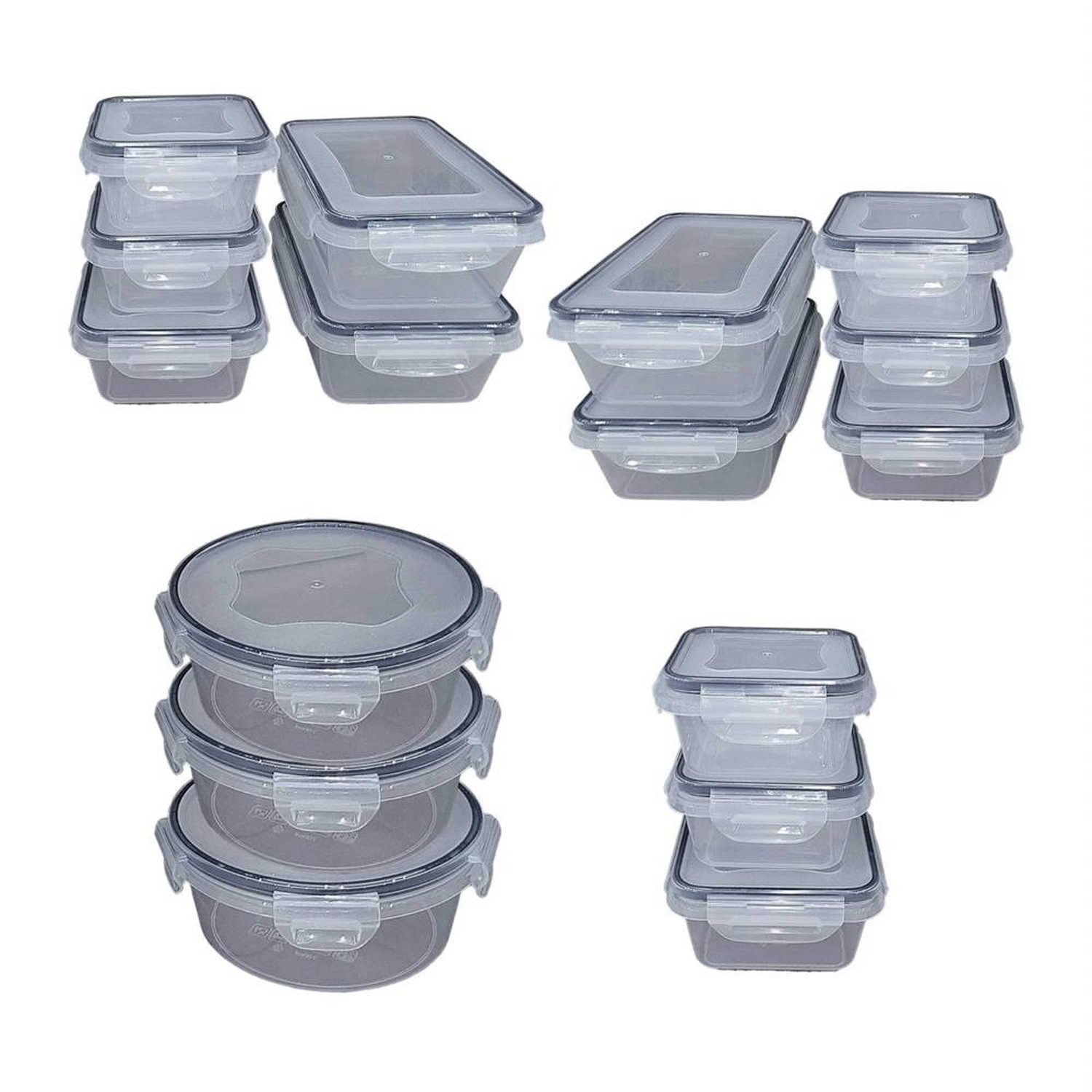 Kit 16 Potes Herméticos Empilhável Tampa Trava Transparente