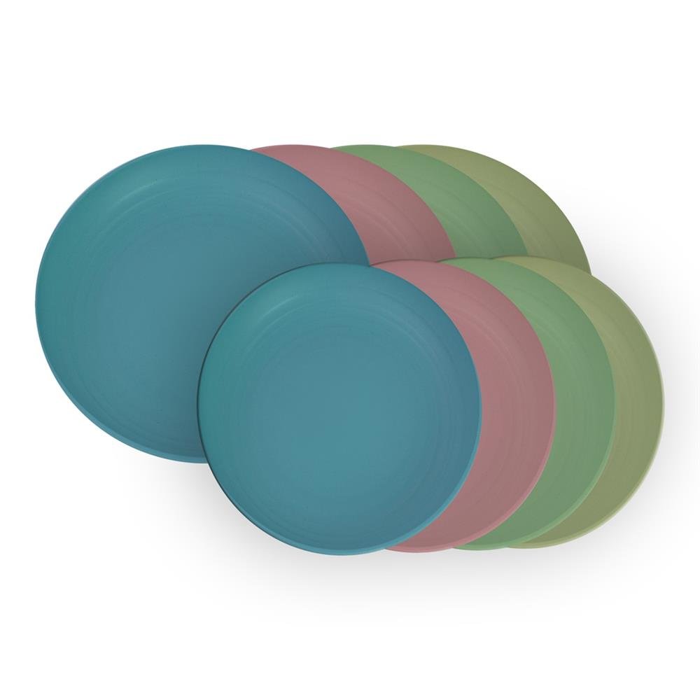 Conjunto de Louças Fibra De Trigo Premium 32 Peças BPA Free Colorido