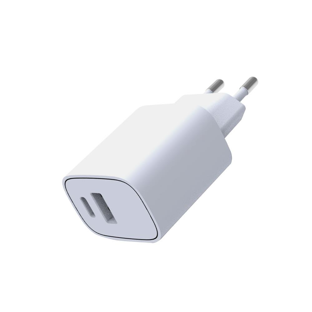 Carregador De Parede Rápido - Duplo 20W - USB A + C - Branco