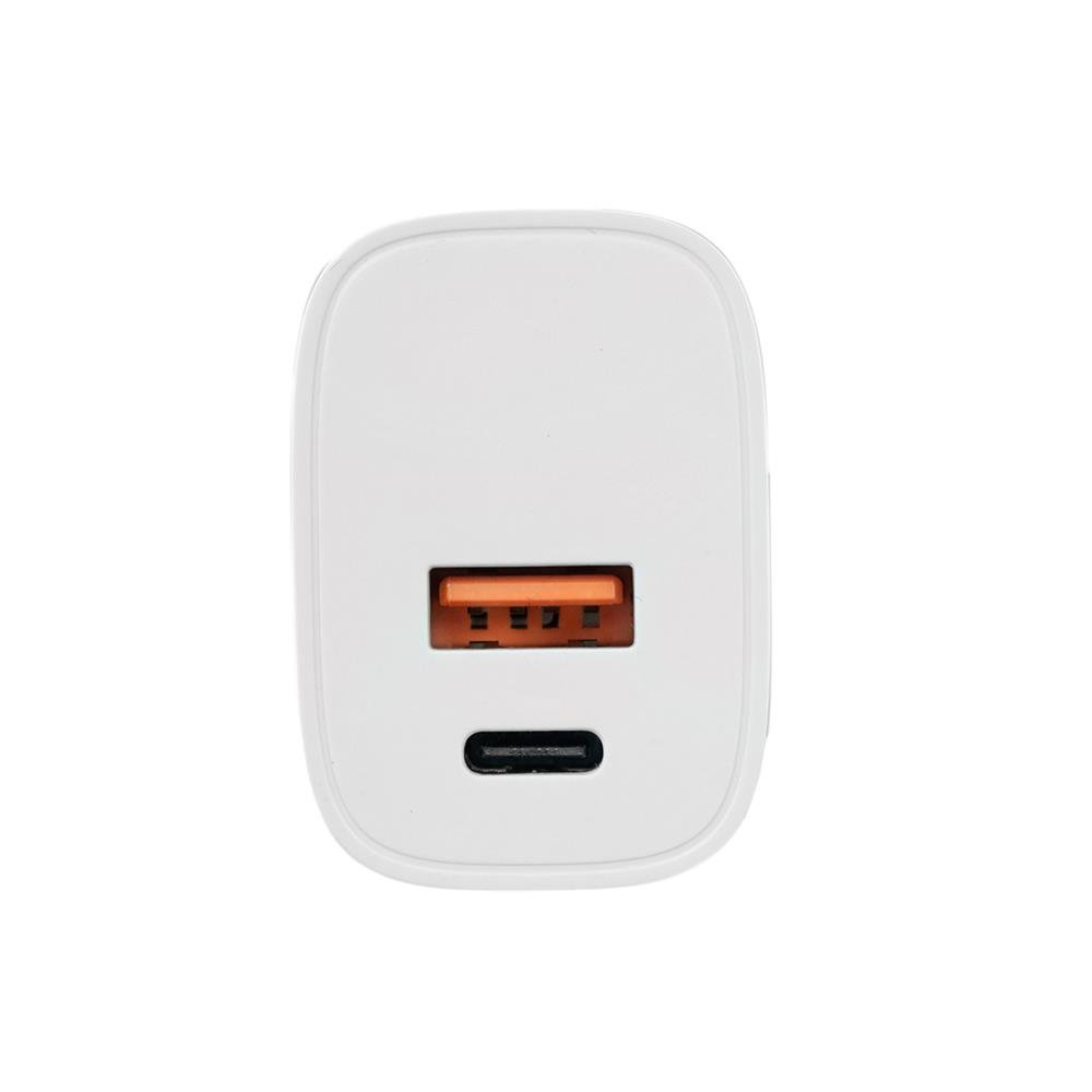 Carregador De Parede Rápido - Duplo 20W - USB A + C - Branco