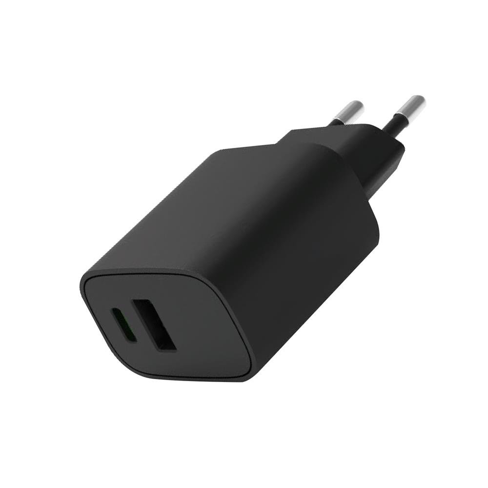 Carregador De Parede Rapido - Duplo 20w - USB A + C - Preto