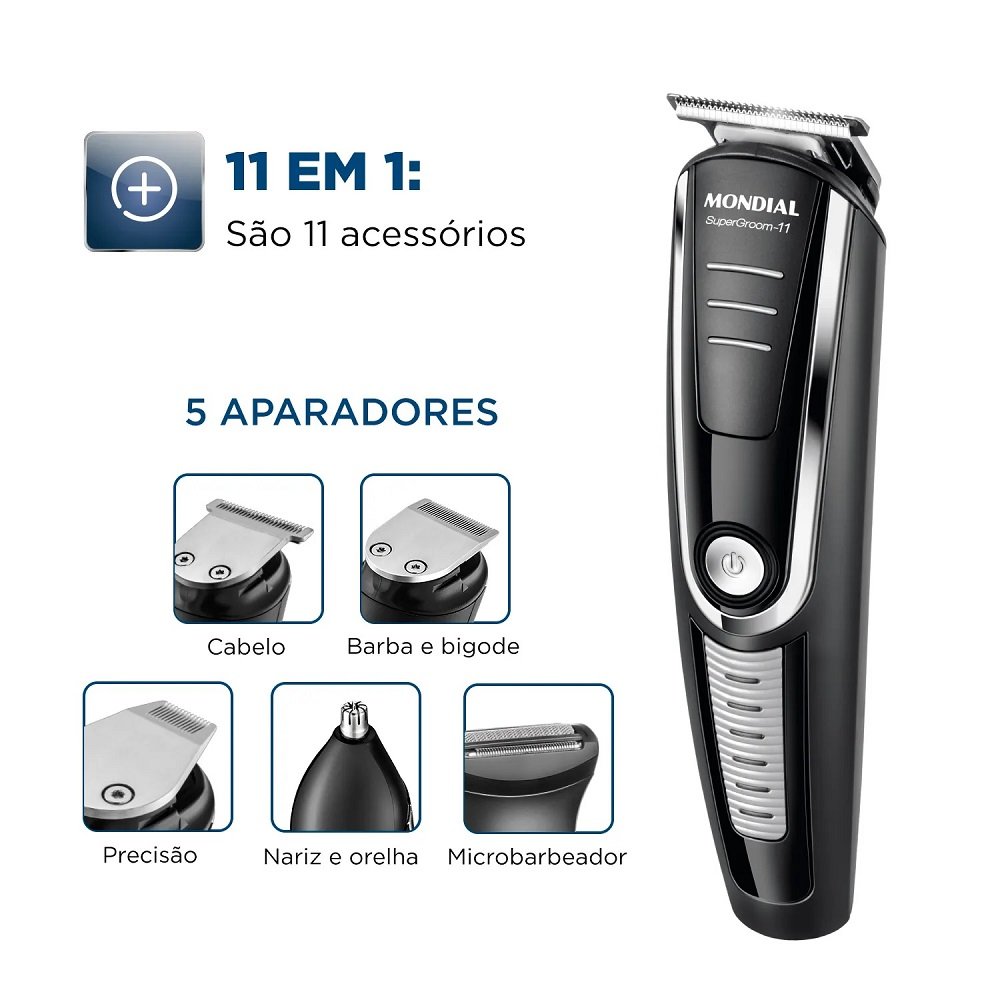Aparador Mondial Bg-05 Bivolt Body Groom 11 Acessorios, Mondial