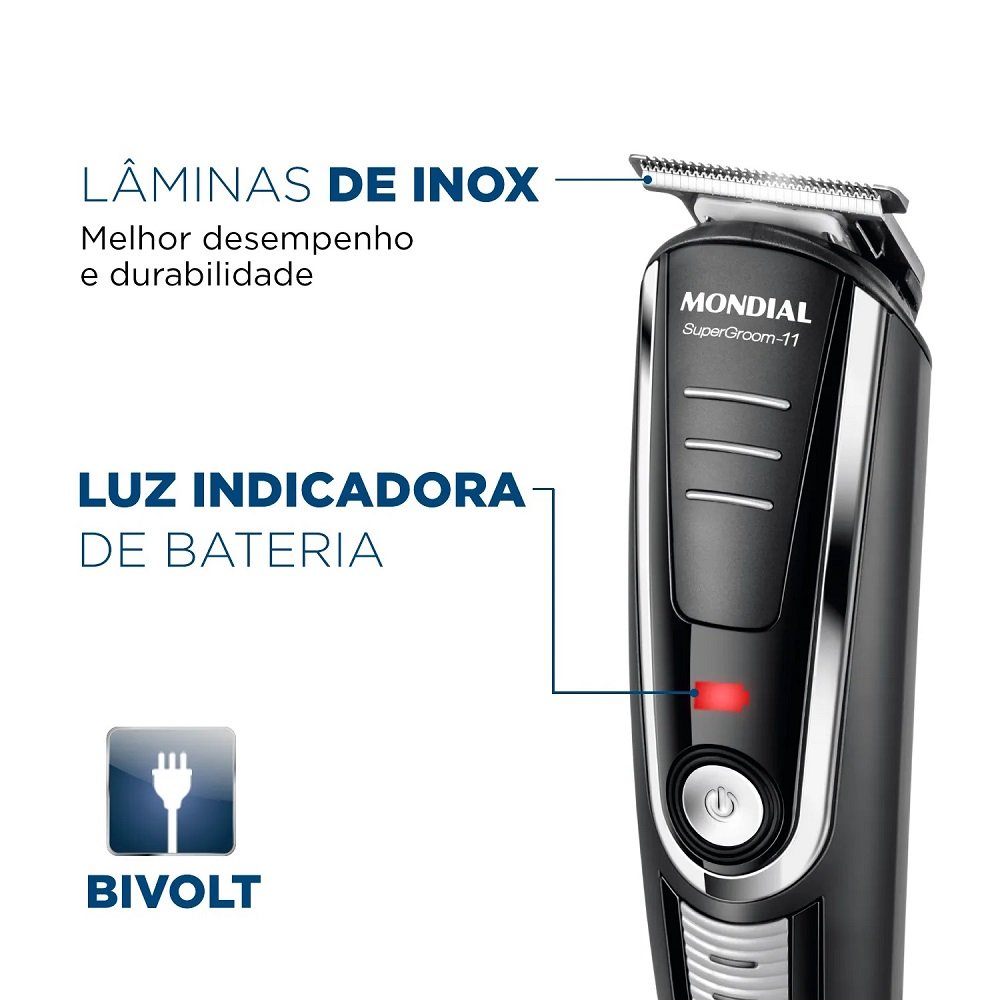 Aparador Mondial Bg-05 Bivolt Body Groom 11 Acessorios, Mondial