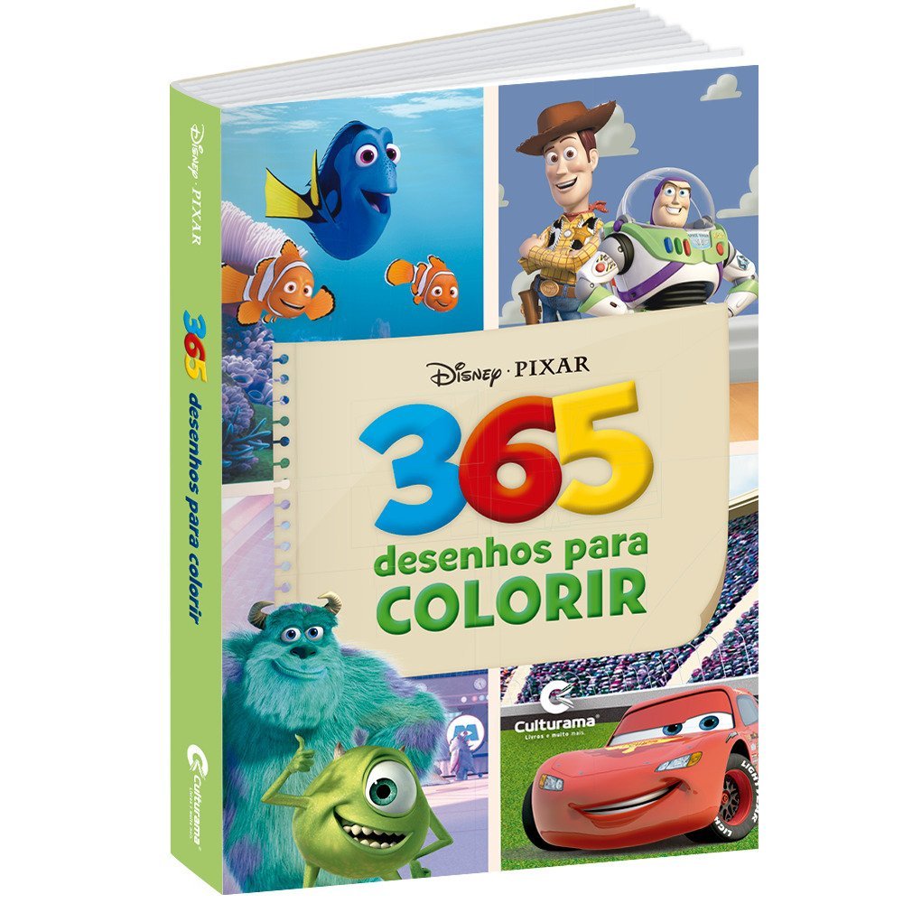 Livro com 365 Desenhos Para Colorir Disney Pixar