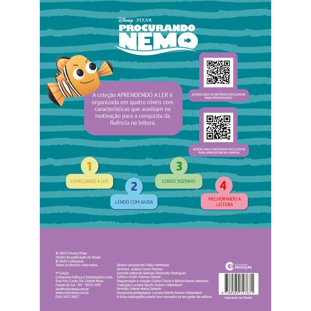 Livro Aprendendo A Ler Nivel 1 - Nemo - Continue A Nadar