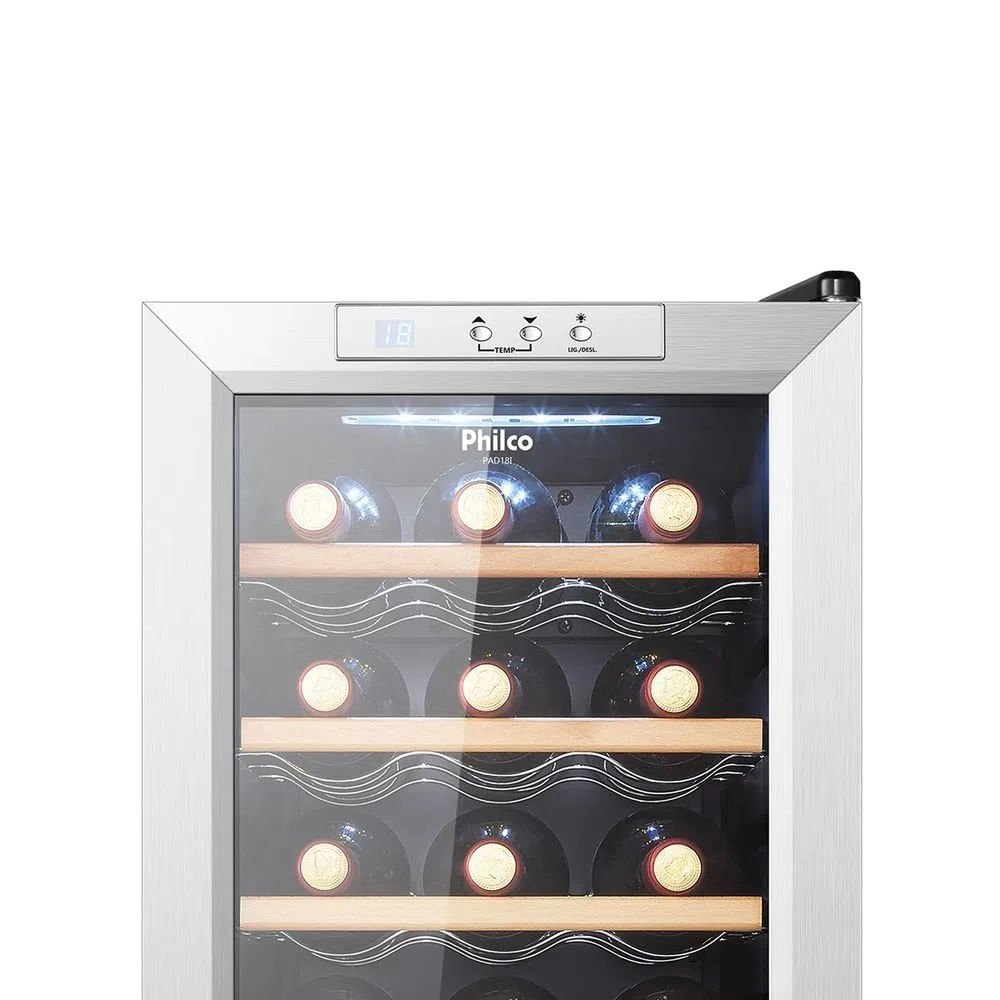 Adega Climatizada Philco 18 Garrafas com Controle de Temperatura Inox PAD18I - 220 Volts