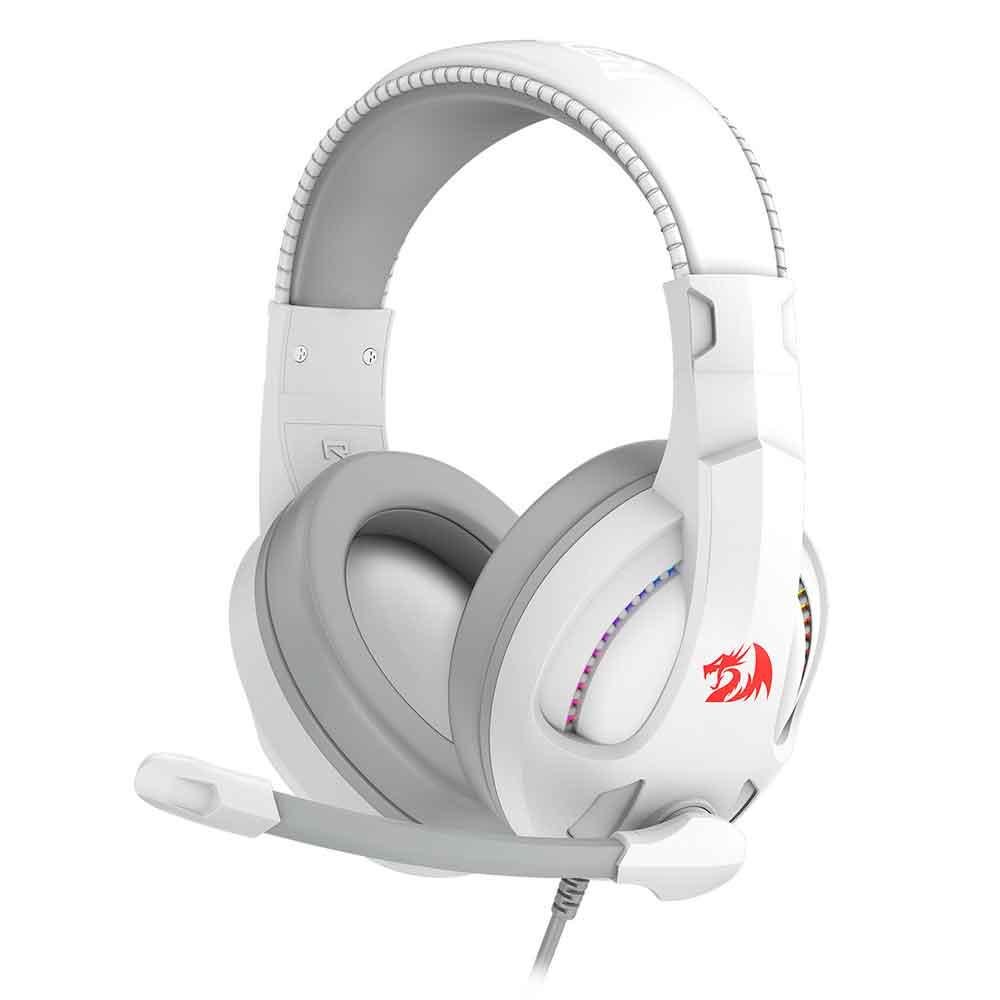Headset Gamer Com Fio Redragon Cronus Lunar White RGB, P3, com Microfone - H211W-RGB