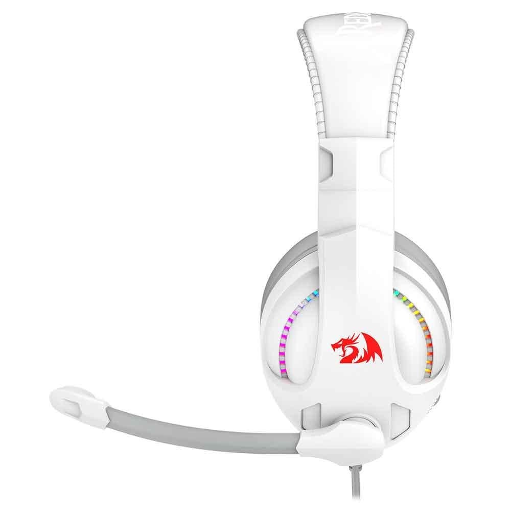 Headset Gamer Com Fio Redragon Cronus Lunar White RGB, P3, com Microfone - H211W-RGB