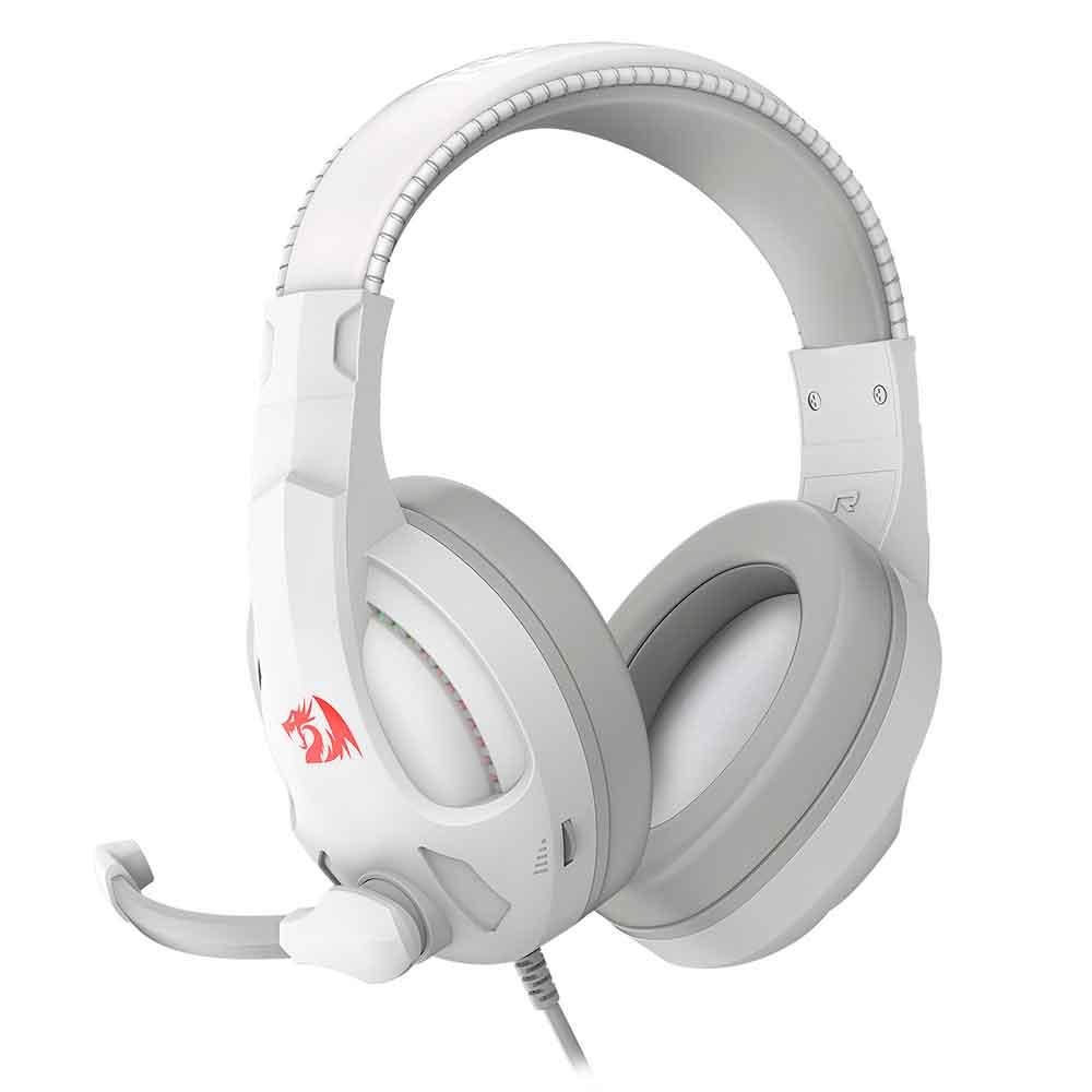 Headset Gamer Com Fio Redragon Cronus Lunar White RGB, P3, com Microfone - H211W-RGB