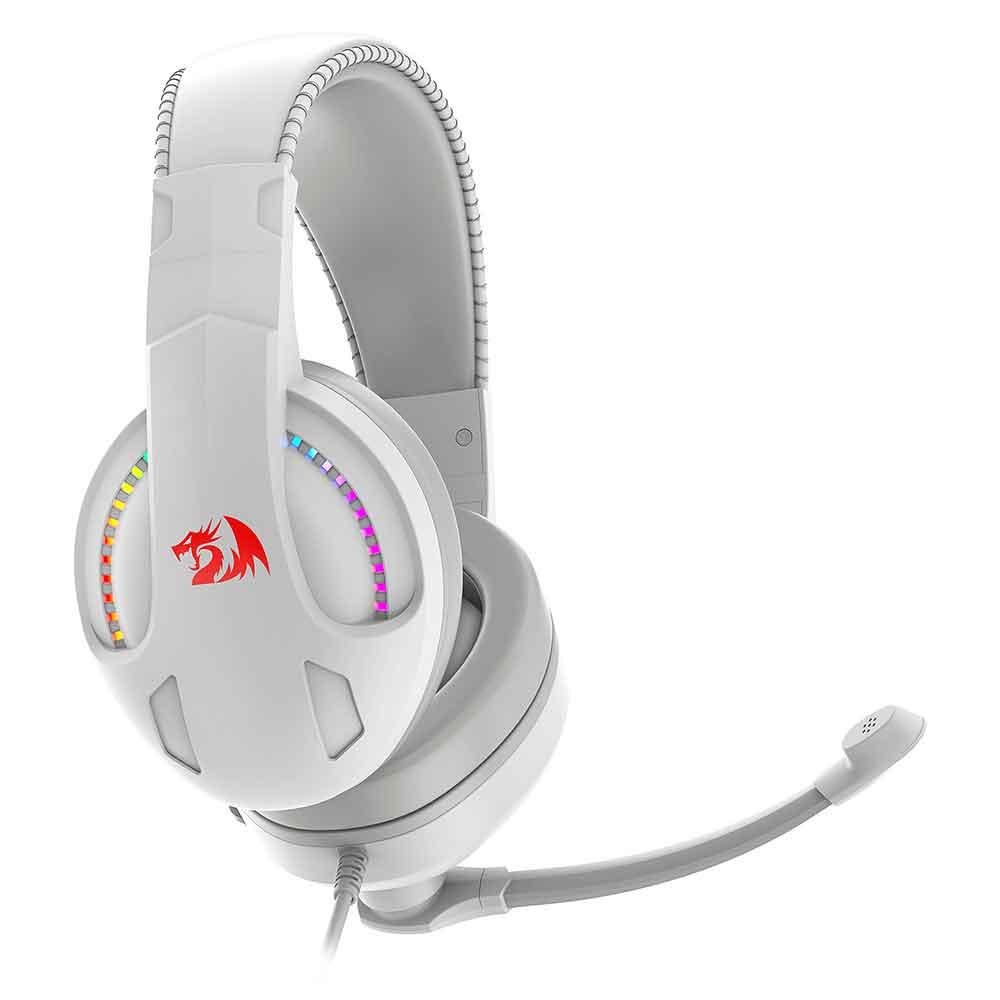 Headset Gamer Com Fio Redragon Cronus Lunar White RGB, P3, com Microfone - H211W-RGB