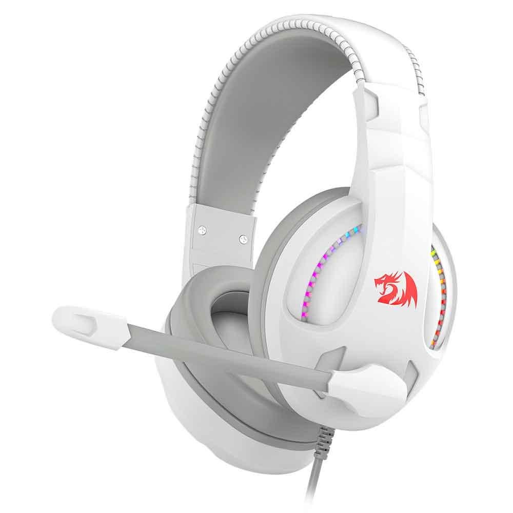 Headset Gamer Com Fio Redragon Cronus Lunar White RGB, P3, com Microfone - H211W-RGB