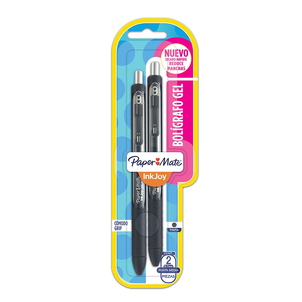 Caneta Papermate Inkjoy Gel Retratil 0.7mm Preto Blister com 2 unidades