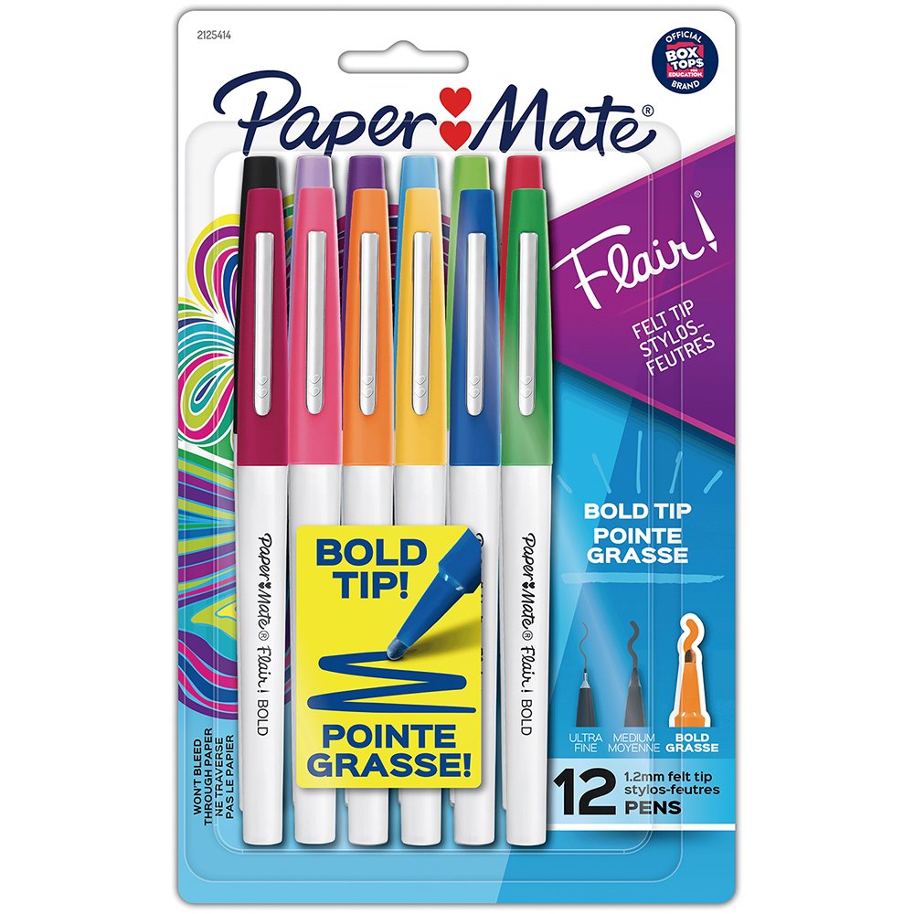 Caneta Papermate Flair Bold Sortida Blister com 12 unidades