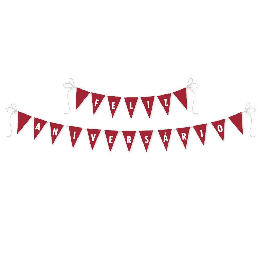 Faixa Feliz Aniversário Vinho Junco 175x13cm 1 unidade